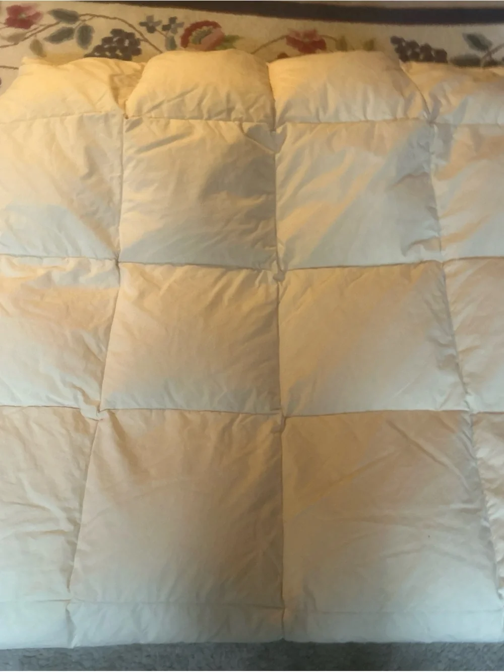 Twin size 80x 68  Cotton Goose Down Filled Comforter Box Stitch fluffy beige